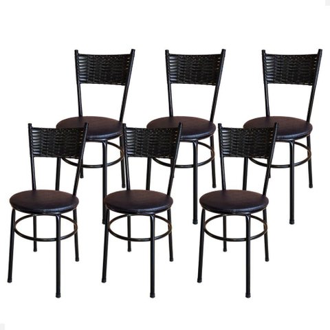 Conjunto 6 Cadeiras Pretas para Cozinha Viena Cor:preto