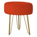 Ver imagem 1 de Puff Redondo para Quarto e Sala de Estar Tripe Base Ferro Dourado Veludo