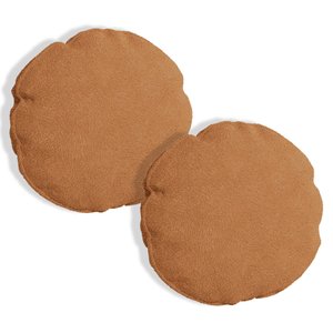 Kit 2 Almofadas Bolacha Redonda Cookie 40x40 Cm Veludo - 7 Decor Terracota