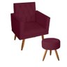 Kit 1 poltrona Para sala de Estar Bianca Capitonê Rodapé e 1 Puff Redondo Suede Bordo - Móveis - 1