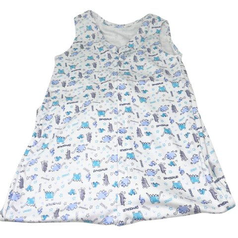 Saco Dormir Menino Forro Impermeável Dino Azul Algodão Zíper