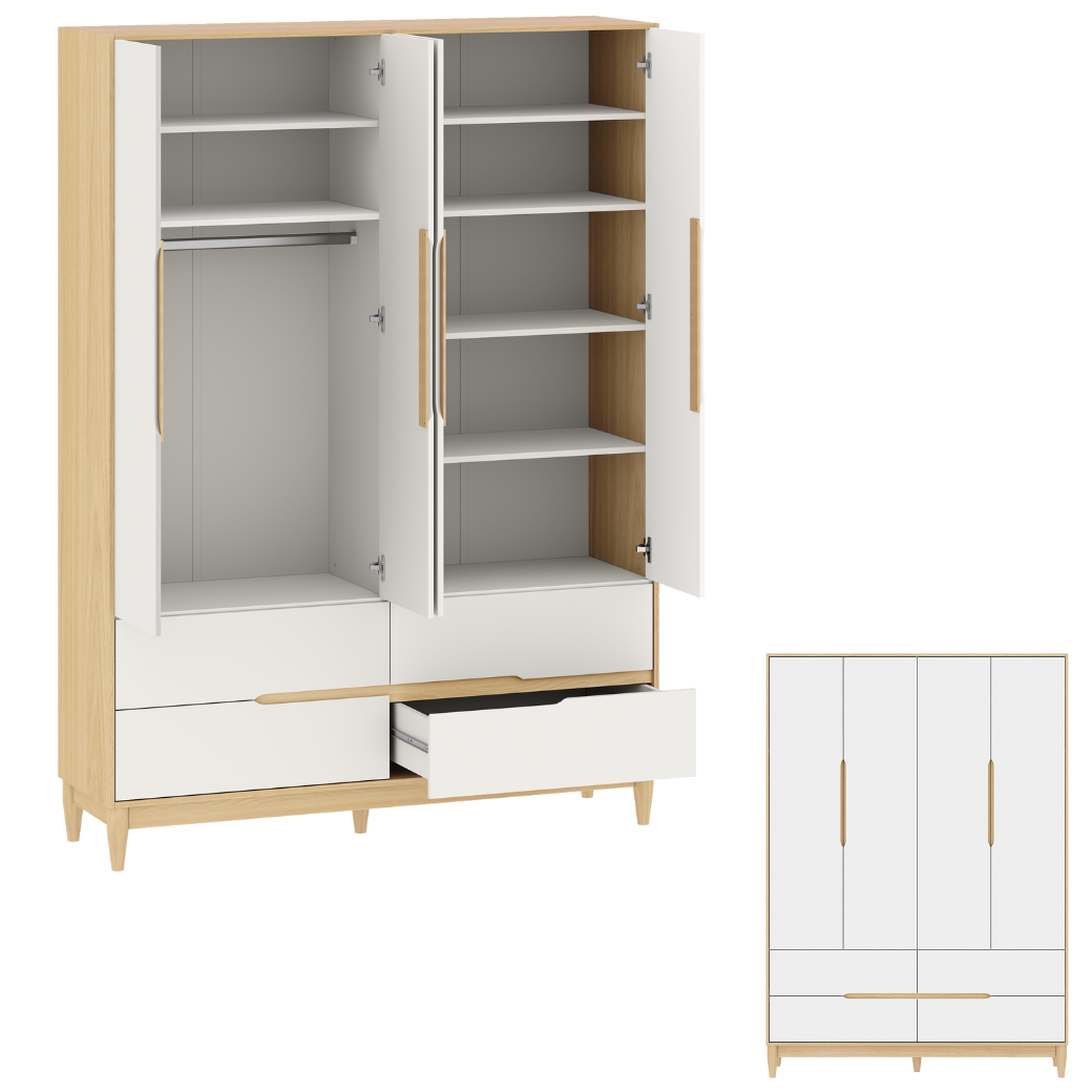 Guarda Roupa Infantil Branco 4 Portas de Mdf Linha Tomi Quater - 3