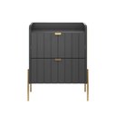 Ver imagem 3 de Mesa de Cabeceira Canto Lateral de Cama Quarto Moriah 45cm Preto Grafite com Dourado