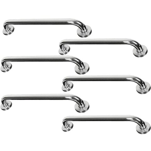 Barra Alça Apoio 50cm Aço Inox Kit 6 Uni Idoso Gestante Cadeirante Acessibilidade Box Banheiro Escad