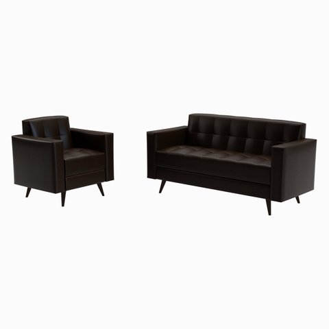 Conjunto Sofá 3 Lugares com Poltrona Corino Vitrola