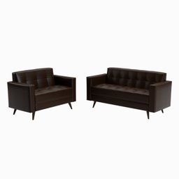 Conjunto Sofá 3 e 2 Lugares Corino Vitrola - 2