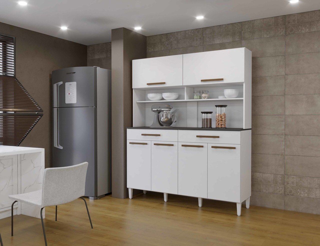 Kit Cozinha Itália 6 Portas Arte Móveis LINHA 2022 Branco - 6