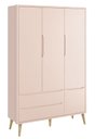 Ver imagem 1 de Guarda-roupa Retrô 3 Portas Théo New Rosa Fosco com Natural - Moveisaqui
