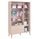 Ver imagem 5 de Guarda-roupa Retrô 3 Portas Théo New Rosa Fosco com Natural - Moveisaqui