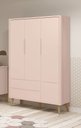 Ver imagem 2 de Guarda-roupa Retrô 3 Portas Théo New Rosa Fosco com Natural - Moveisaqui