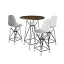 Ver imagem 1 de Jogo Mesa Bistrô Eames Tampo Amêndoa 60Cm 3 Banquetas Branca Base Ferro Preto - Cor: Amendoa