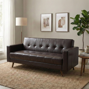 Sofá 3 Lugares Corino Escritório e Recepção Vitrola Marrom