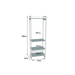 Modulo Closet Industrial Cabideiro Ferro Dourado Branco - 3