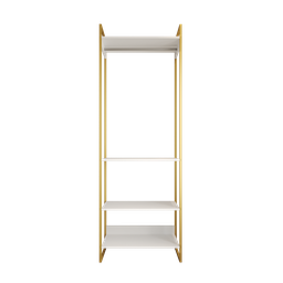Modulo Closet Industrial Cabideiro Ferro Dourado Branco - 2