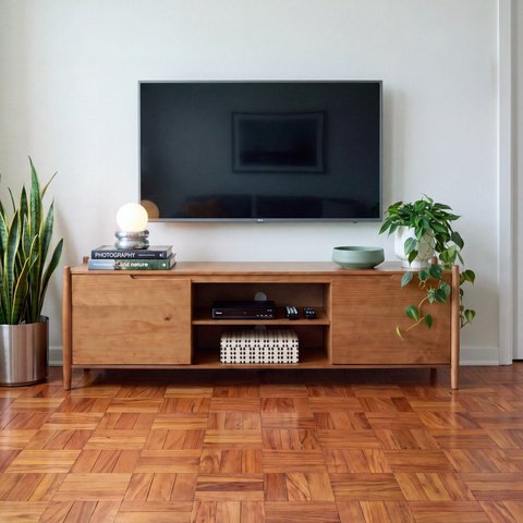 Rack para TV até 75 Polegadas 180cm Madeira Maciça Baru CabeCasa MadeiraOriginals Madeiraoriginal Marrom/Cacau