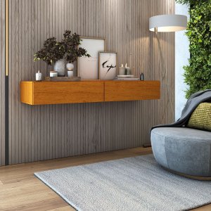 Aparador Buffet Suspenso 110cm em Mdf Sala Hall de Entrada:naturale