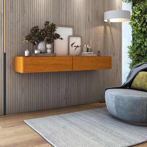 Aparador Buffet Suspenso 110cm em Mdf Sala Hall de Entrada:naturale