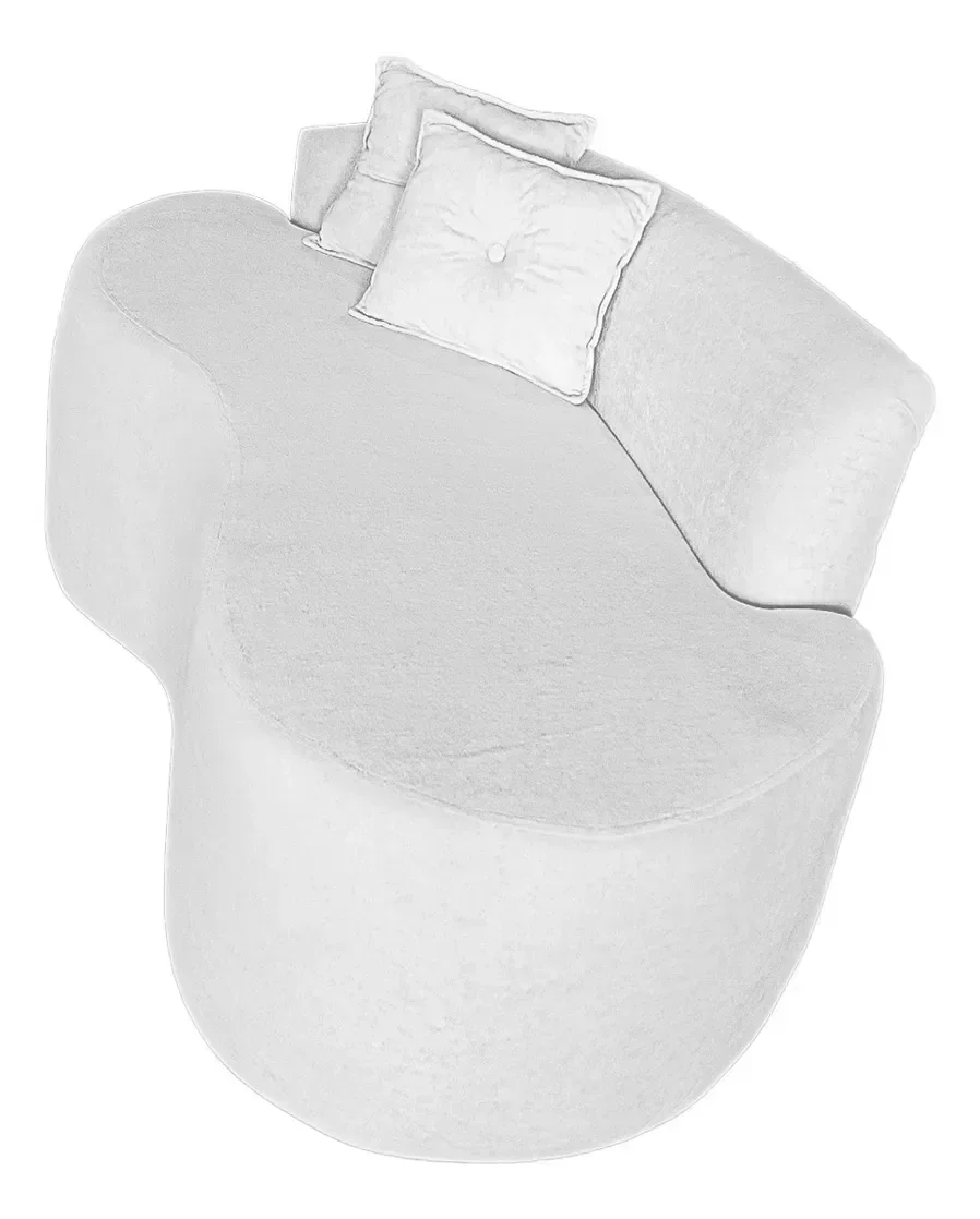 Sofá Feijão Curvo Pequeno 2 Lugares Moderno Forma Orgânica Bouclé Branco - 4