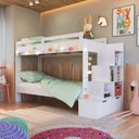 Ver imagem 1 de Beliche Infantil com Escada Nichos e Gavetas Branco