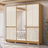 Guarda Roupas Casal com Espelho Frisado 10 Portas 4 Gavetas Alasca Madeirado / Off White Moval - 2