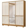 Guarda Roupas Casal com Espelho Frisado 10 Portas 4 Gavetas Alasca Madeirado / Off White Moval - 1