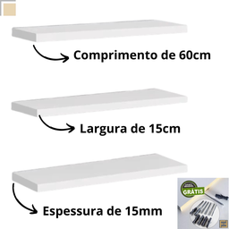 Prateleiras para Livro Kit C/3 Multiuso Parede Quarto Closet - 3