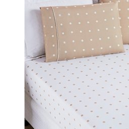 Jogo de Lençol Cama Solteiro 2 peças Micropercal 200 fios Petit Poá:Cáqui - 1