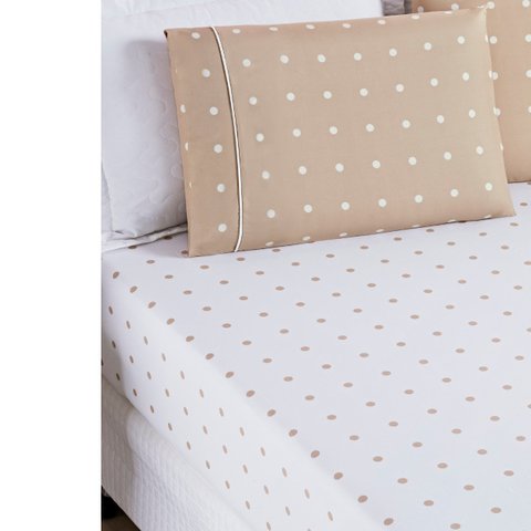 Jogo de Lençol Cama Solteiro 2 peças Micropercal 200 fios Petit Poá:Cáqui