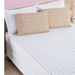 Jogo de Lençol Cama Solteiro 2 peças Micropercal 200 fios Petit Poá:Cáqui - 2