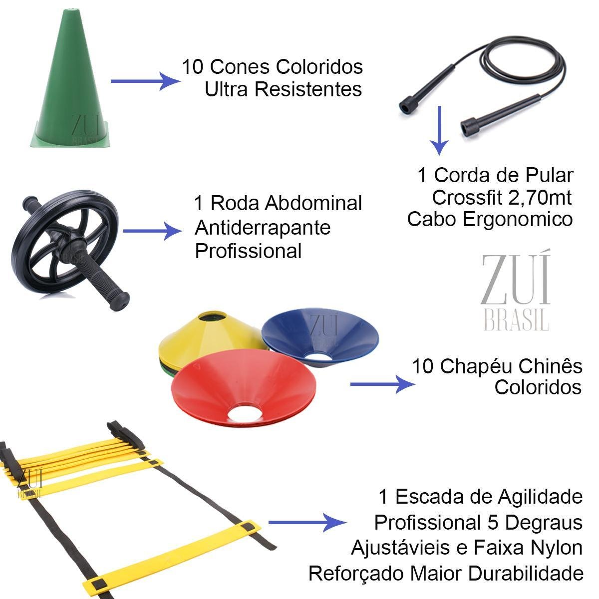 Kit Roda Escada 10 Pratos 10 Cones Agilidade Corda de Pular - 2