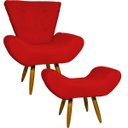 Ver imagem 1 de Kit Poltrona Decorativa Para Sala Recepção Escritório Consultório + Puff Emilia Suede