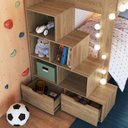 Ver imagem 6 de Beliche Infantil com Escada Nichos Gavetas Laterais e Gavetões Inferiores Marrom/Aveiro Oak