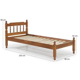 Cama Solteiro em Madeira Maciça Mv Outlet Mel - 1