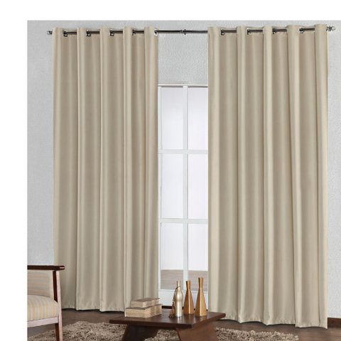 Cortina para Sala Blackout Tecido 2.80m x 1,70m Varão Simples:Palha