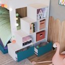 Ver imagem 7 de Beliche Infantil com Escada Nichos Gavetas Laterais e Gavetões Inferiores Branco/Azul Secreto