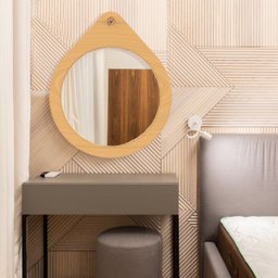 Espelho Decorativo Flat Wood Freijó 40cm - 3