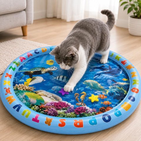 Tapete Bebe Inflavel Agua Interativo Almofada Infantil Ginasio Atividades Sensorial PET Tummy Time D