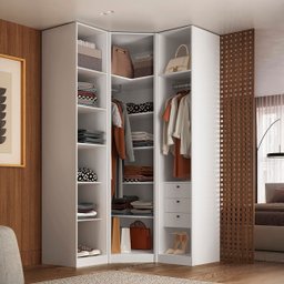 Guarda Roupa de Canto Obliquo Espelho 3 Portas Mdf Altezza Clean Belmax:branco - 3