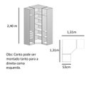Ver imagem 4 de Guarda Roupa de Canto Obliquo Espelho 3 Portas Mdf Altezza Clean Belmax:branco