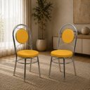 Ver imagem 4 de Conjunto 2 Cadeiras para Cozinha Debrum Yescasa Cromado/Amarelo