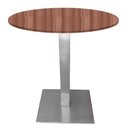 Ver imagem 1 de Mesa Quadrada Alpha Inox Prata 73,50 Cm (altura) Tampo Mdp Redondo 60 Cm Walnut (larg)