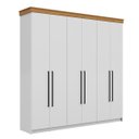Ver imagem 2 de Roupeiro Casal London MDF 225x220cm 2 Gavetas 6 Portas Branco/Freijó LON62