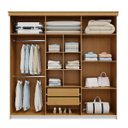 Ver imagem 3 de Roupeiro Casal London MDF 225x220cm 2 Gavetas 6 Portas Branco/Freijó LON62