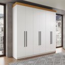 Ver imagem 1 de Roupeiro Casal London MDF 225x220cm 2 Gavetas 6 Portas Branco/Freijó LON62
