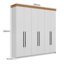 Ver imagem 4 de Roupeiro Casal London MDF 225x220cm 2 Gavetas 6 Portas Branco/Freijó LON62