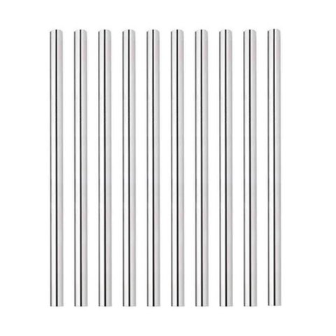 Kit com 10 Canudos em Aço Inox 22 cm Milk Shake 12mm + Escova de Limpeza Frigopro
