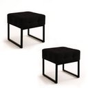 Ver imagem 2 de Puff Sala Decorativo Industrial Kit 2 Elisa Suede Preto D03 - D’Rossi