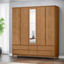 Ver imagem 2 de Guarda Roupa 5 Portas 6 Gavetas Prata Freijó - Fn