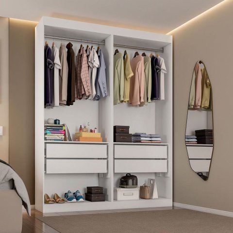 Closet Casal Andorra 4 Gavetas 2 Prateleiras Branco - Pnr Móveis