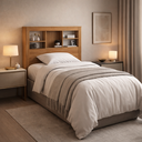 Ver imagem 1 de Cabeceira Cama Box Solteiro 97cm Nicho Prateleira MDF Moderna Lisboa MDP Quarto Nature Off White
